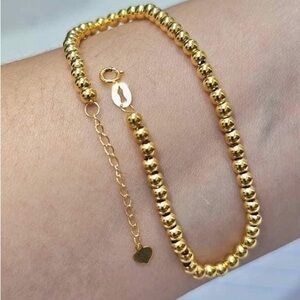 18k Solid Gold Beaded Bubble Bracelet , AU750 Stamped